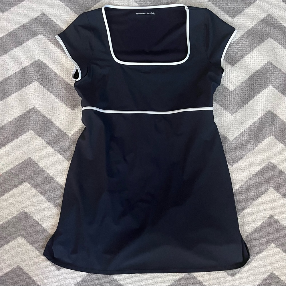 Abercrombie & Fitch Black Short Sleeve Dress with White Trim